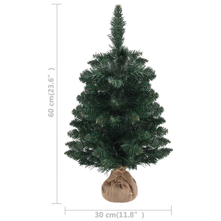Artificial Christmas Tree with Stand and LEDs Green 23.6" PVC