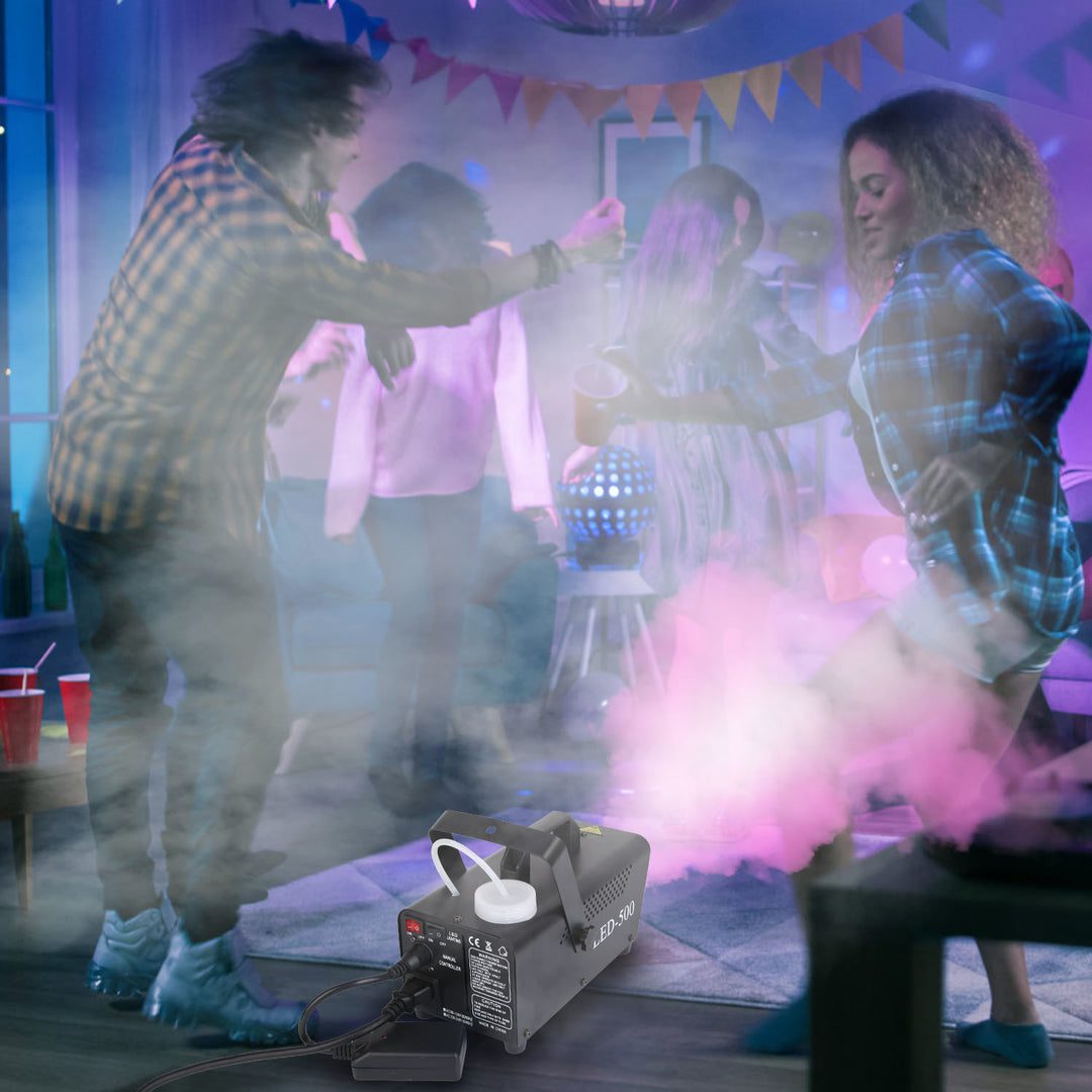 500W Fog Machine 2000CFM Colorful Smoke Machine with 8Pcs LEDs 5 Lighting Effects 3-Level Brightness