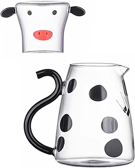Cow Carafe Pitcher Cow Water Pitcher With Cup Bedside Water Carafe Cow Glass Set Cow Pitcher Water Carafe With Glass Cup For Nightstand
