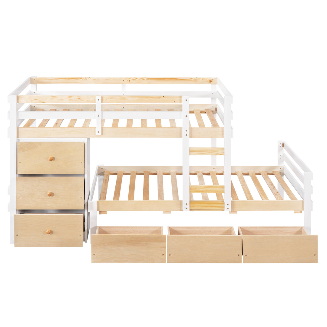 Twin over Twin Loft Bunk Bed with Drawers and Ladder