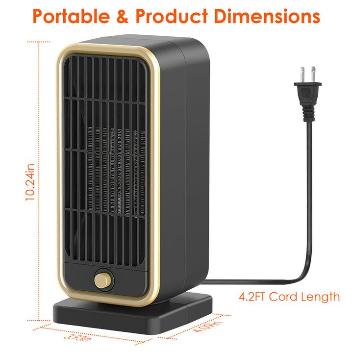 500W Portable Electric Heater PTC Ceramic Heating Space Heater Overheating Tip Over Protection