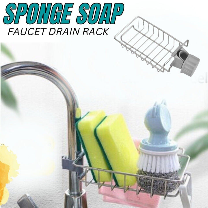 Drain Rack Storage Holder Shelf Kitchen Sink Faucet Sponge Soap Cloth Rack Mount