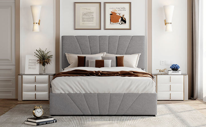 Full size Upholstered Platform bed with a Hydraulic Storage System