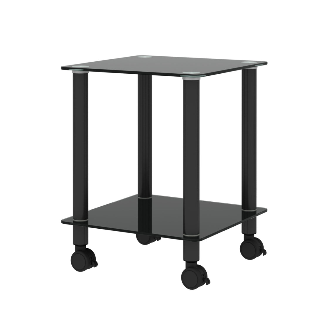 1-Piece 2-Tier Space End Table with Storage Shelves