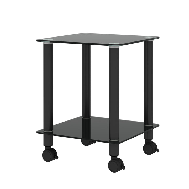 1-Piece 2-Tier Space End Table with Storage Shelves