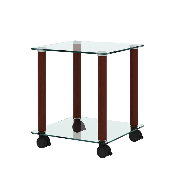 1-Piece 2-Tier Space End Table with Storage Shelves