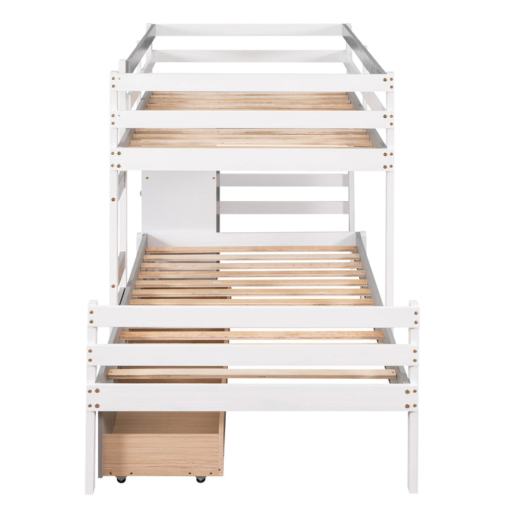 Twin over Twin Loft Bunk Bed with Drawers and Ladder