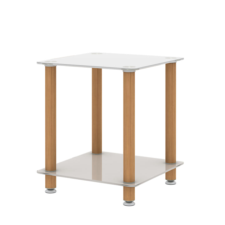 1-Piece 2-Tier Space End Table with Storage Shelves