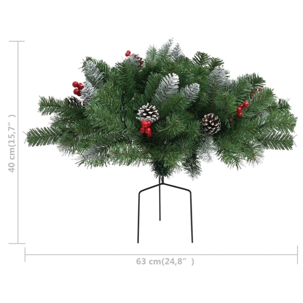 Artificial Pathway Christmas Tree with LEDs Green 15.7" PVC
