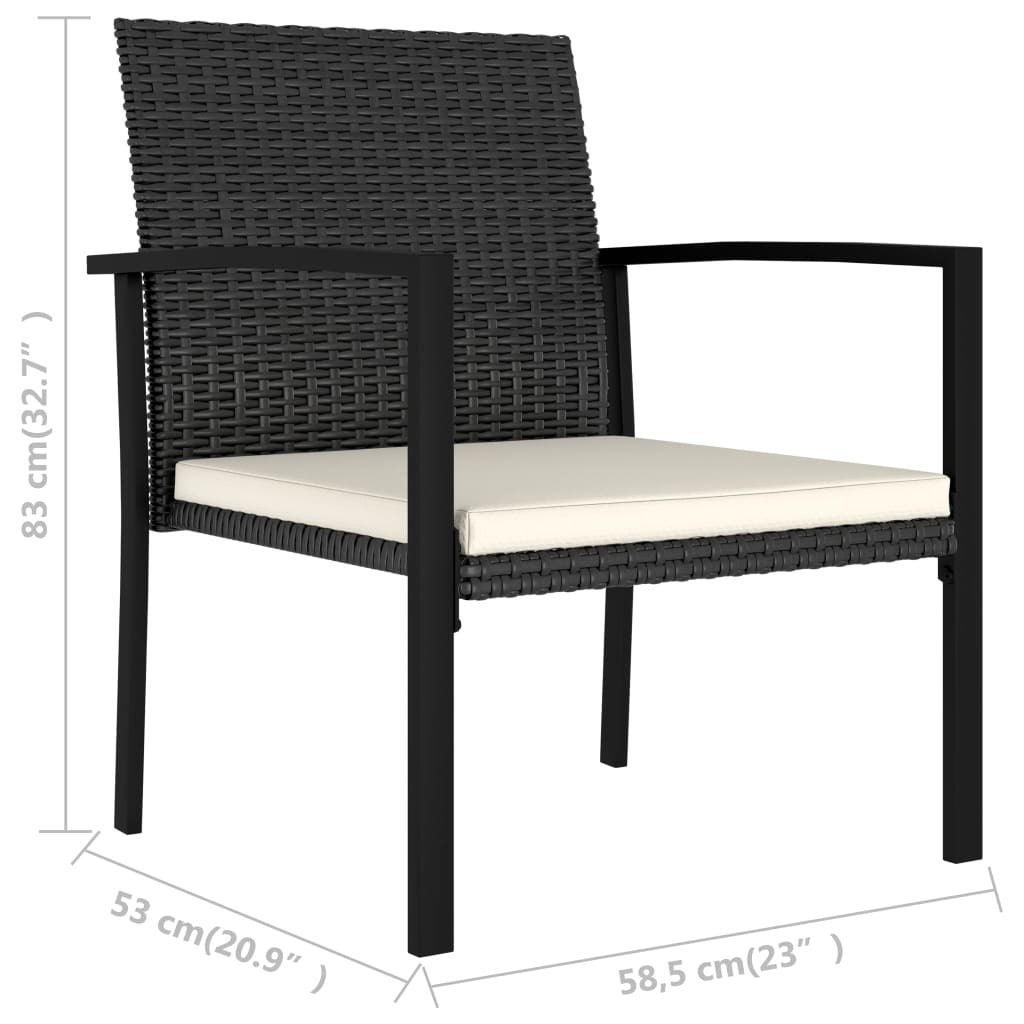 Garden Dining Chairs 4 pcs Poly Rattan Black