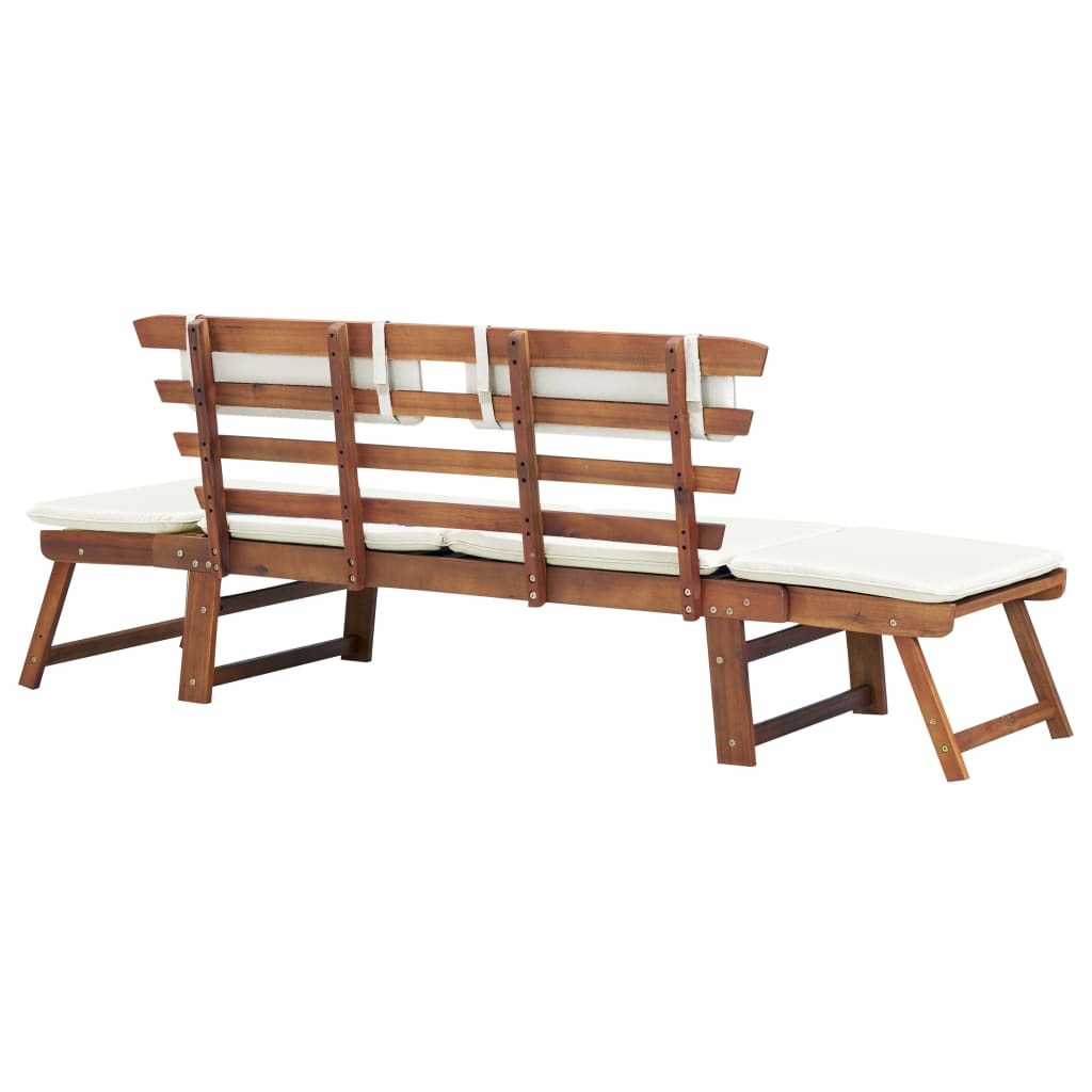 Garden Bench with Cushions 2-in-1 74.8' Solid Acacia Wood