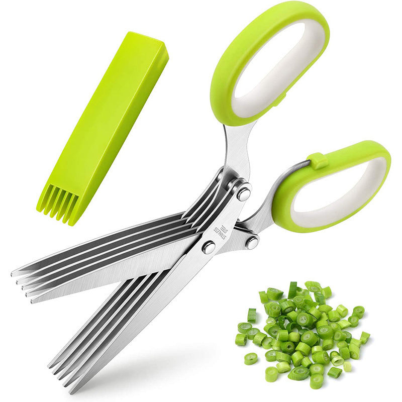 1pc 5 Blade Kitchen Herb Shears Herb Cutter For Chopping Basil Chive Parsley