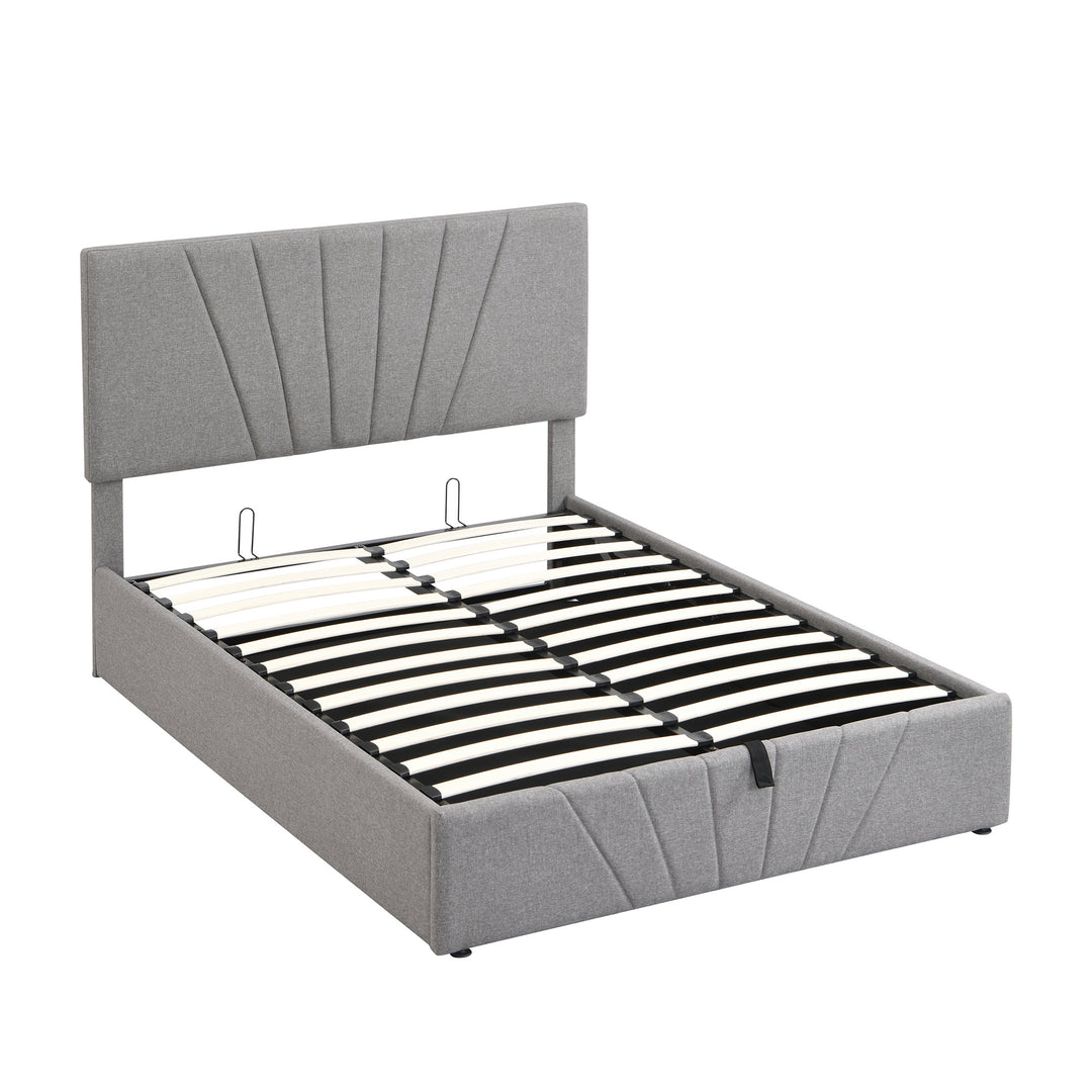 Full size Upholstered Platform bed with a Hydraulic Storage System