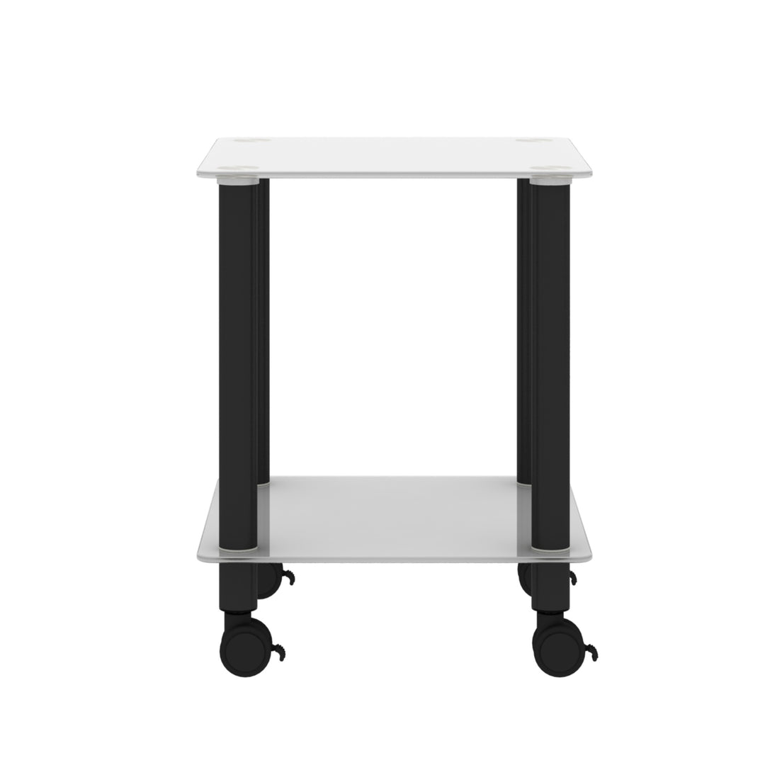 1-Piece 2-Tier Space End Table with Storage Shelves