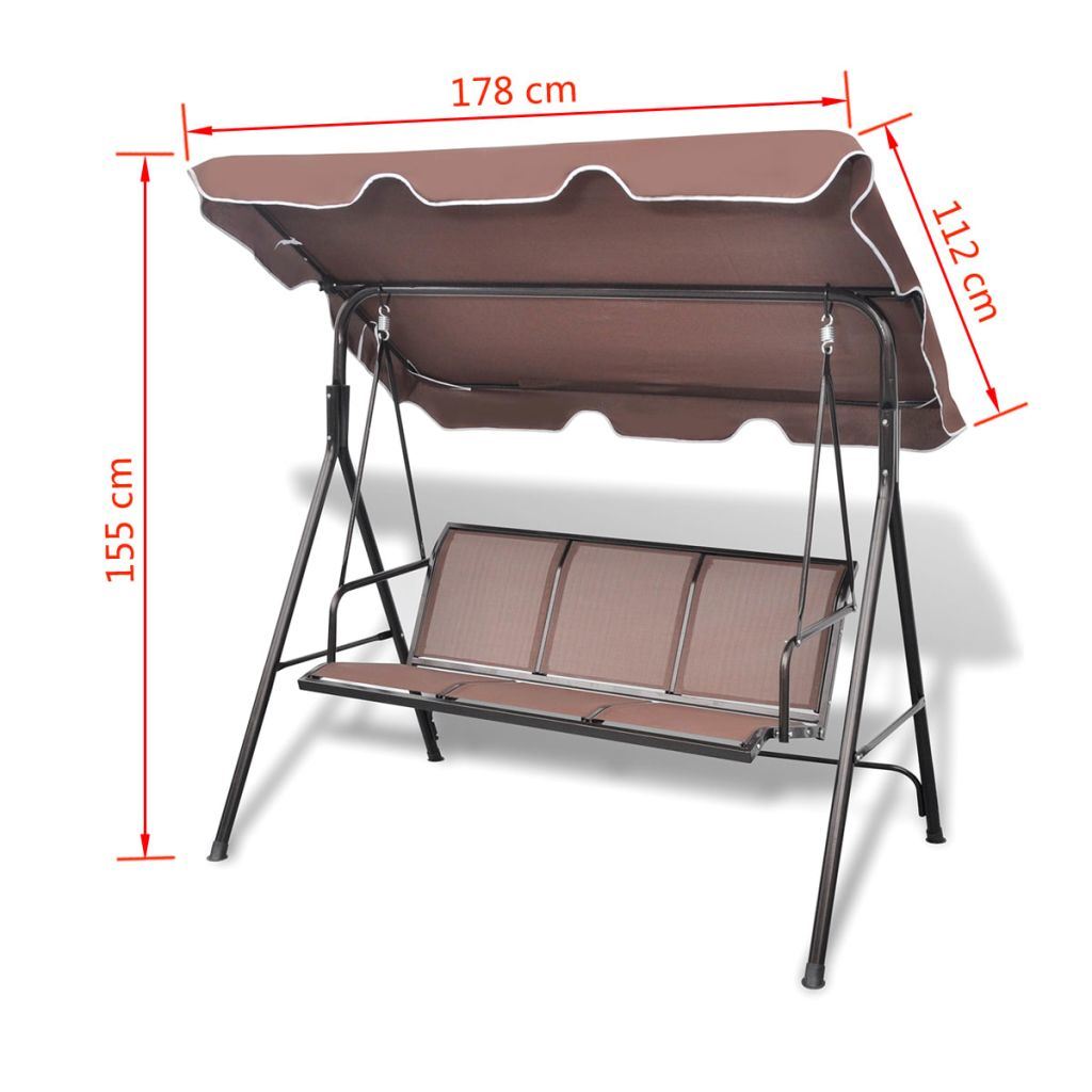 Garden Swing Bench with Canopy Coffee