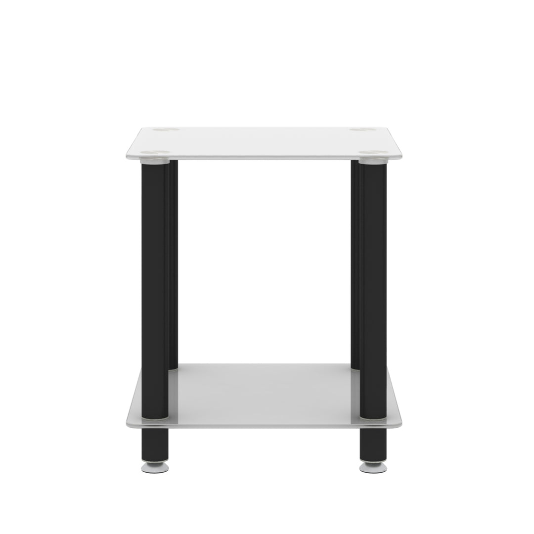 1-Piece 2-Tier Space End Table with Storage Shelves