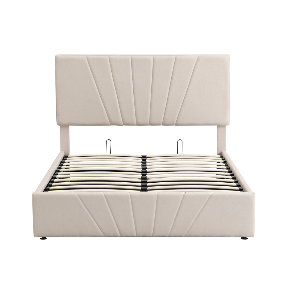 Full size Upholstered Platform bed with a Hydraulic Storage System