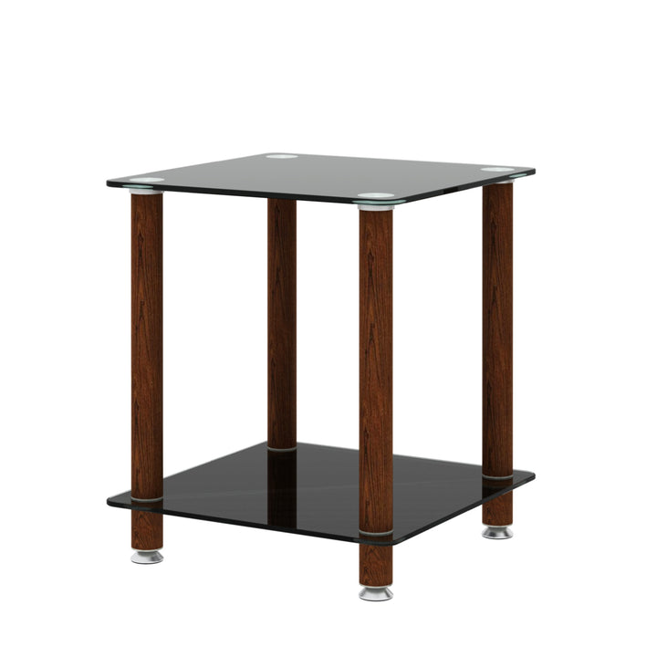 1-Piece 2-Tier Space End Table with Storage Shelves