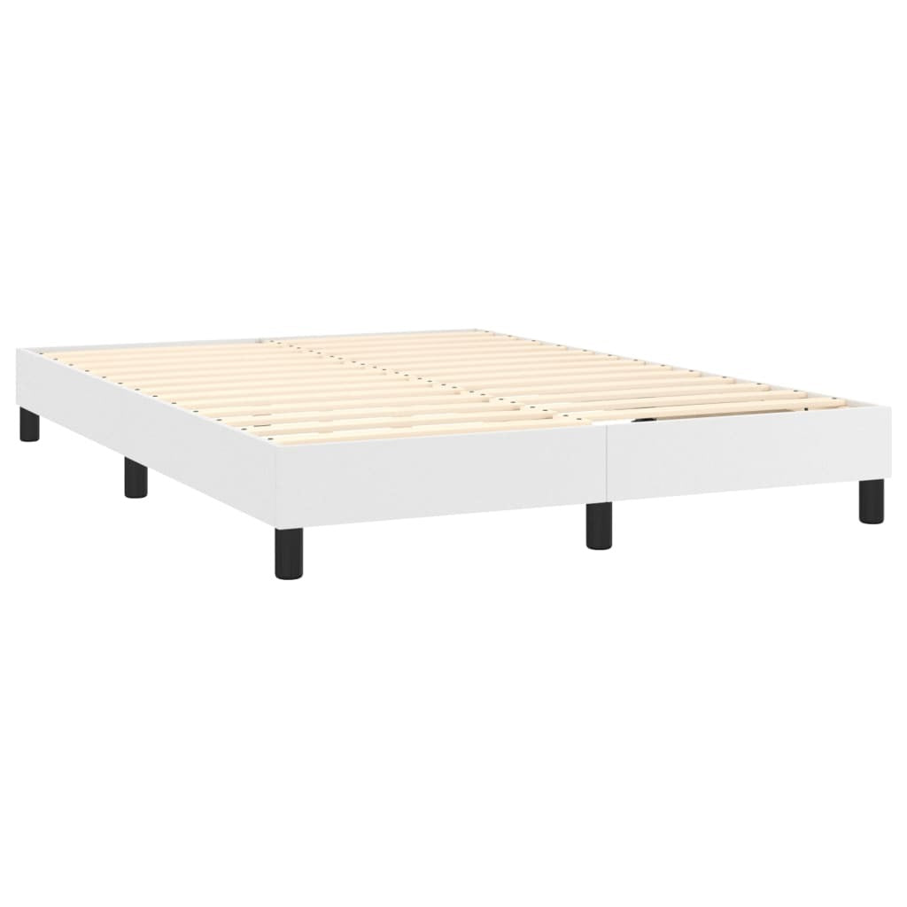 Box Spring Bed Frame White 53.9"x74.8" Full Faux Leather