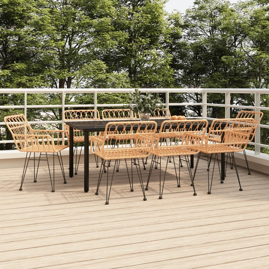 9 Piece Patio Dining Set Poly Rattan