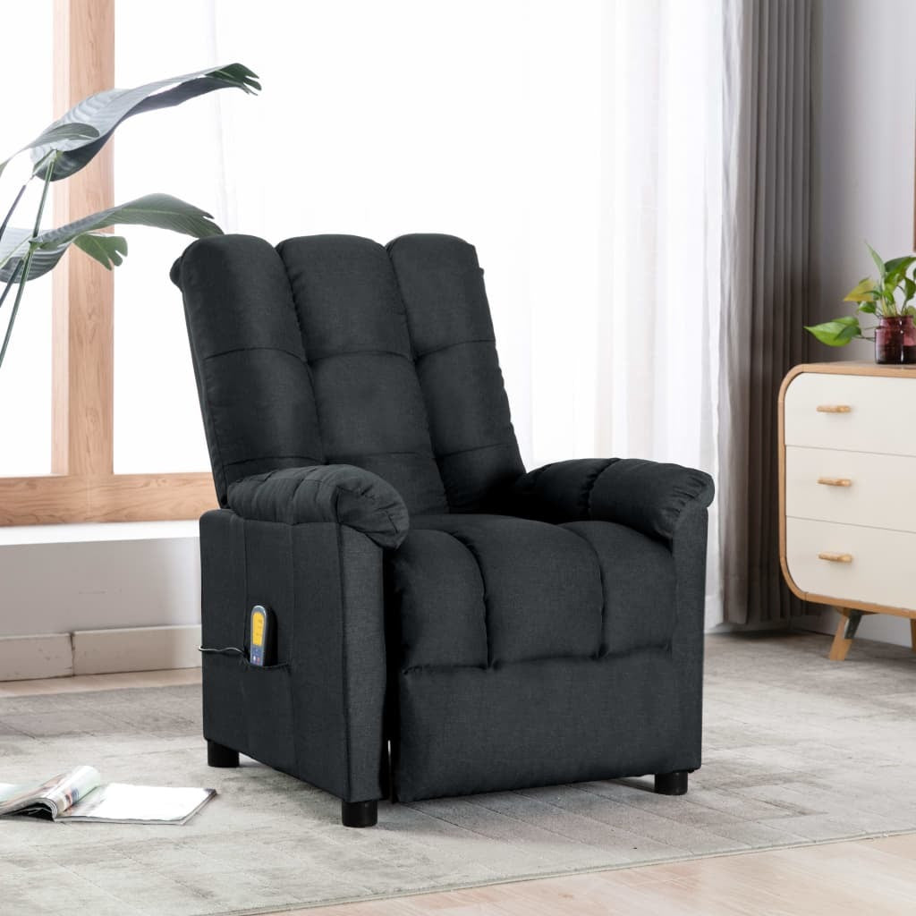 Massage Recliner Dark Gray Fabric