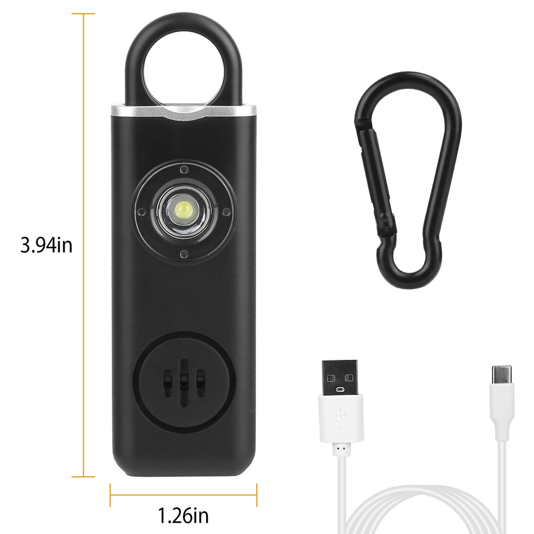 Rechargeable Personal Safety Alarm Portable 130dB Self-defense Siren with Strobe Light LED Light Carabiner