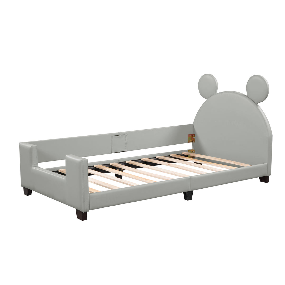 Twin Size Upholstered Daybed with Carton Ears Shaped Headboard