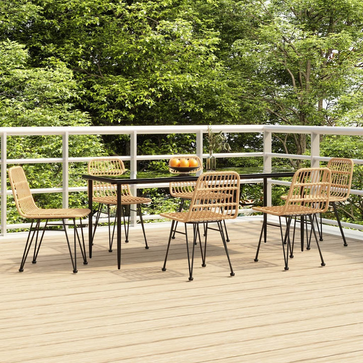 7 Piece Patio Dining Set Poly Rattan