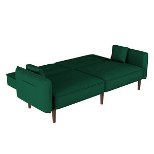 Convertible Sofa Bed with Wood Legs in Velvet