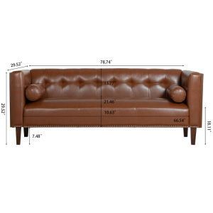 78.74" Wooden Decorated Arm 3 Seater Sofa