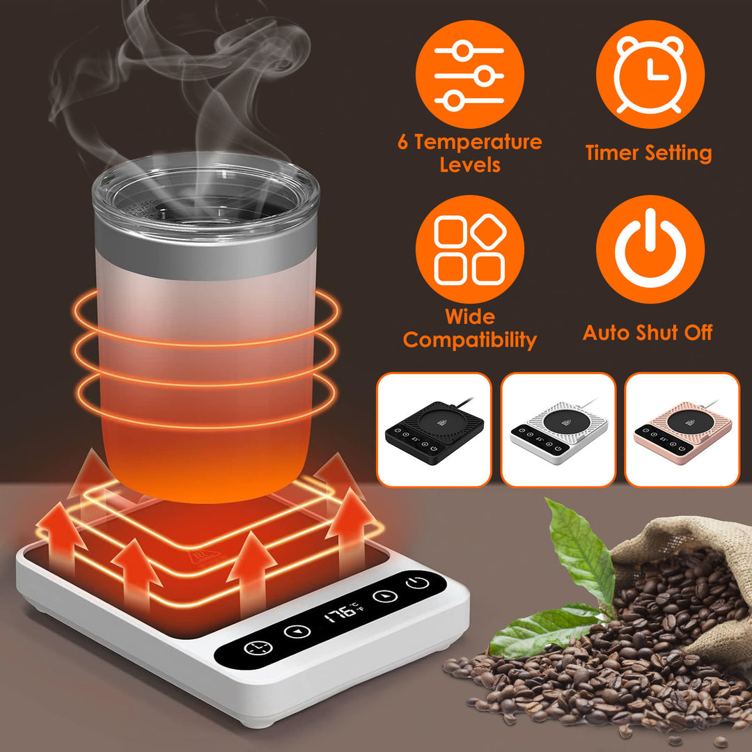 Desktop Electric Mug Warmer Auto Shut Off Timer Setting 6 Temperature Levels Cup Warmer for Milk Tea Cup Heating Plate