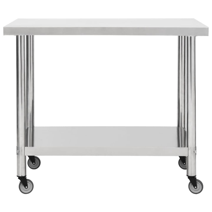 Kitchen Work Table with Wheels 39.4"x23.6"x33.5" Stainless Steel