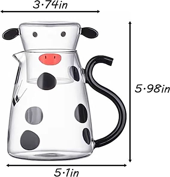 Cow Carafe Pitcher Cow Water Pitcher With Cup Bedside Water Carafe Cow Glass Set Cow Pitcher Water Carafe With Glass Cup For Nightstand