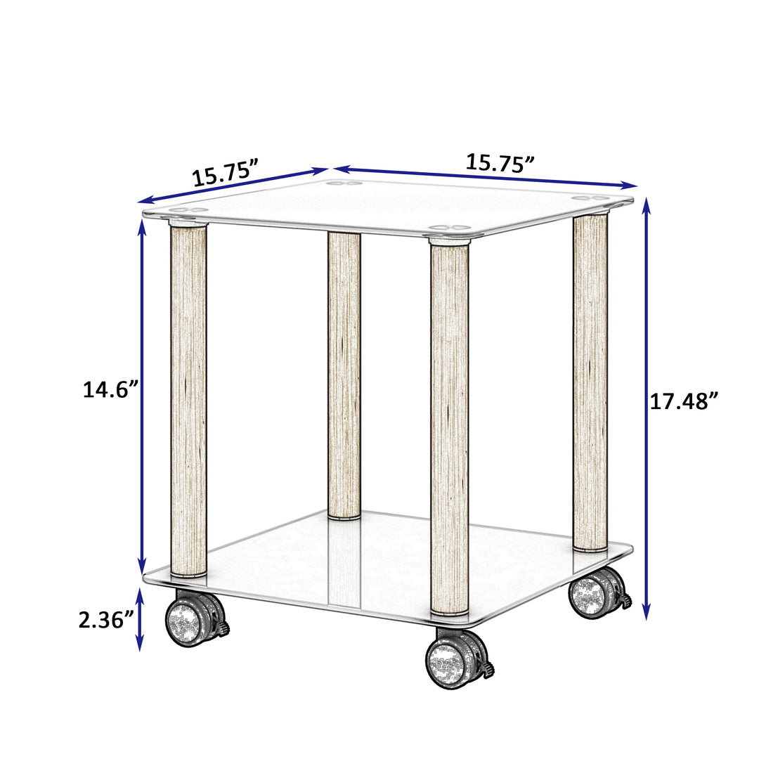 1-Piece 2-Tier Space End Table with Storage Shelves