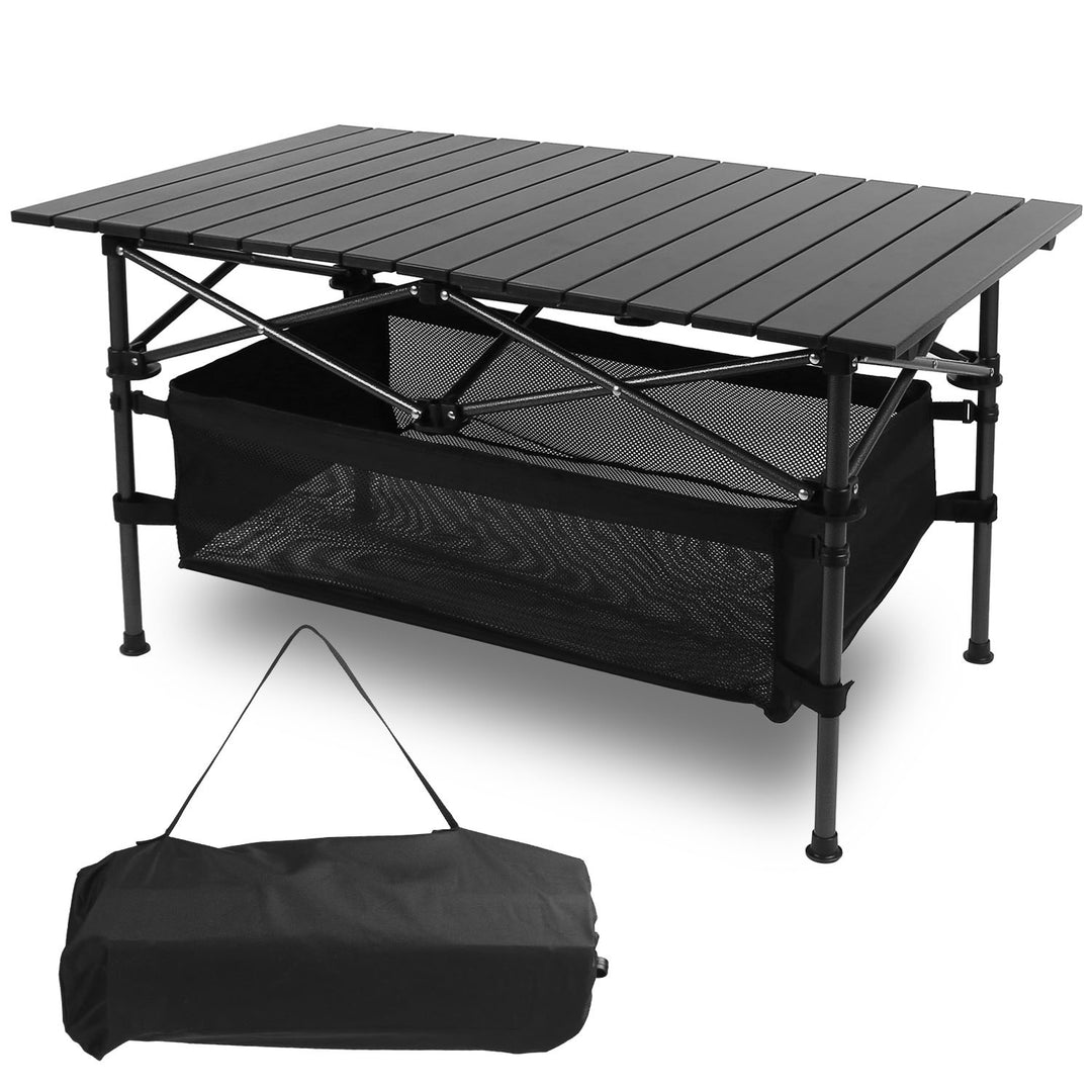 Folding Camping Table Portable Lightweight Aluminum Roll-up Picnic BBQ Desk with Carrying Bag Heavy Duty Outdoor Beach Backyard Party Patio