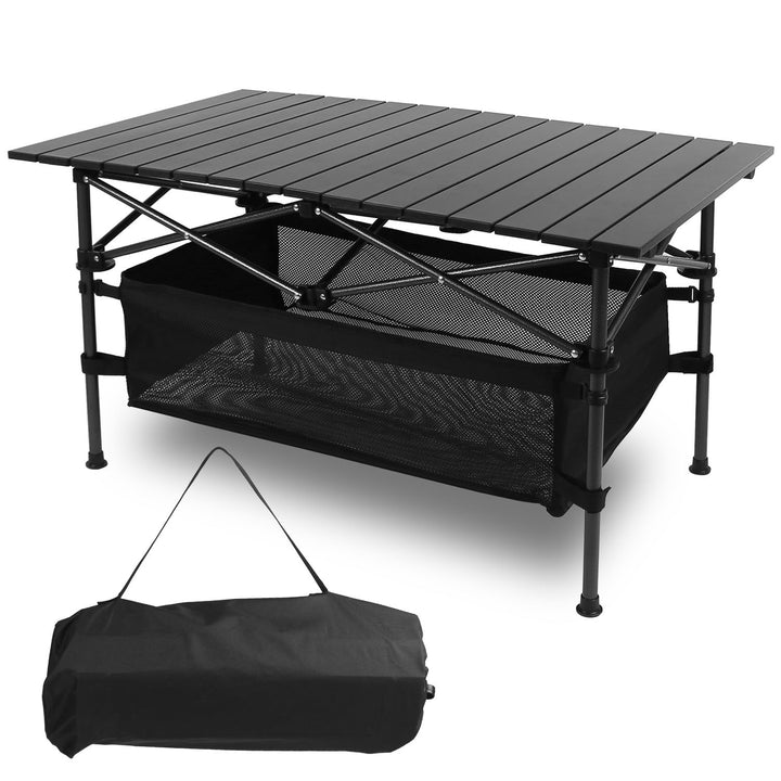 Folding Camping Table Portable Lightweight Aluminum Roll-up Picnic BBQ Desk with Carrying Bag Heavy Duty Outdoor Beach Backyard Party Patio