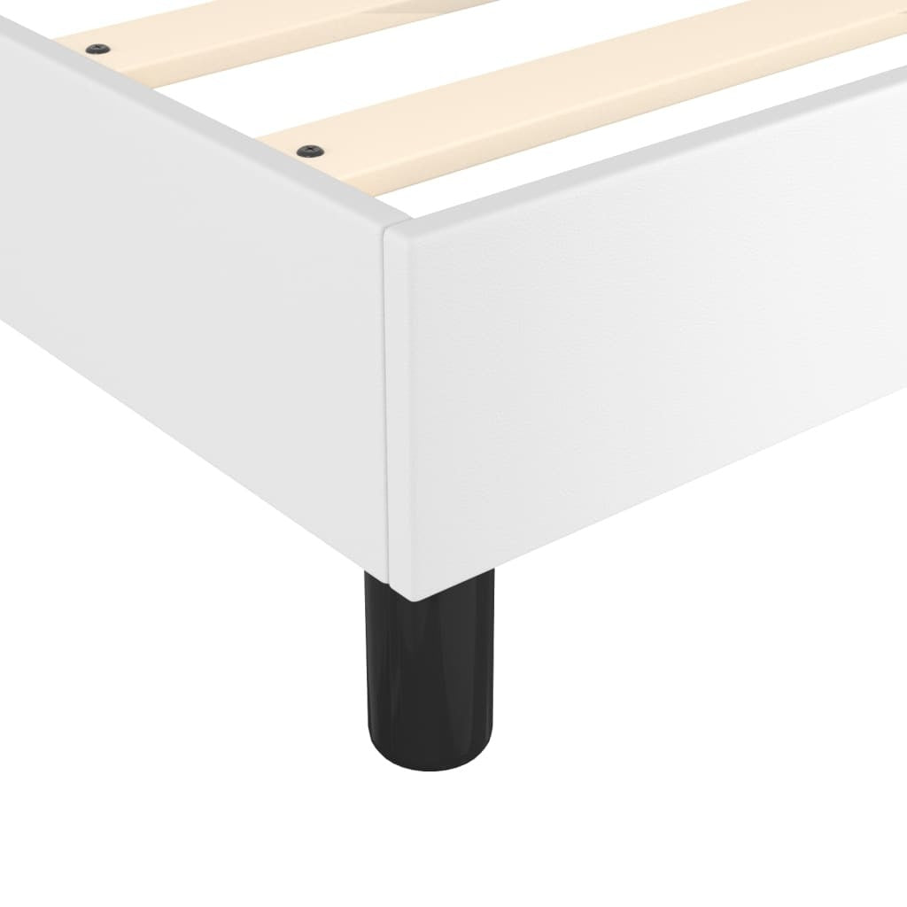 Box Spring Bed Frame White 53.9"x74.8" Full Faux Leather