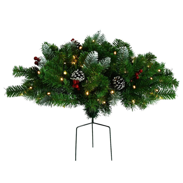 Artificial Pathway Christmas Tree with LEDs Green 15.7" PVC