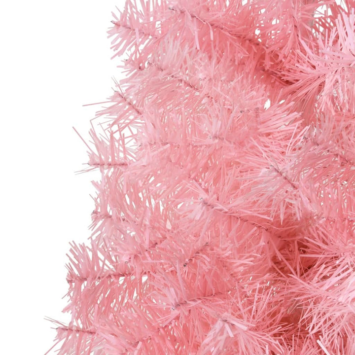 Slim Artificial Half Christmas Tree with Stand Pink 70.9"