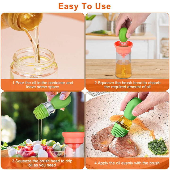 Oil Dispenser Bottle 2 In 1 Cooking Glass Olive Oil Dispenser Silicone Dropper with Silicone Brush Dropper Measuring Container