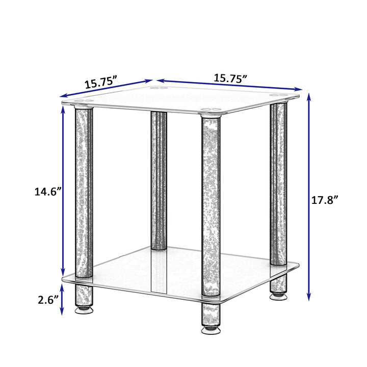 1-Piece 2-Tier Space End Table with Storage Shelves