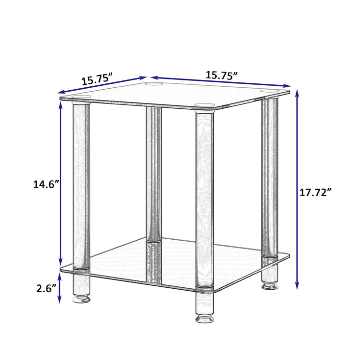 1-Piece 2-Tier Space End Table with Storage Shelves