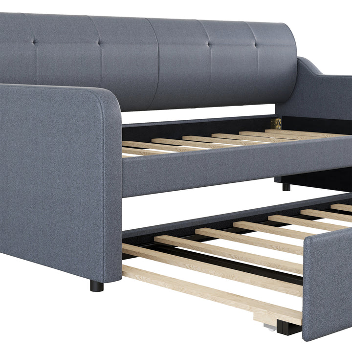 Twin Size Upholstery DayBed with Trundle and USB Charging Design