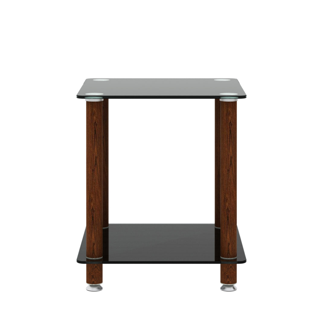 1-Piece 2-Tier Space End Table with Storage Shelves