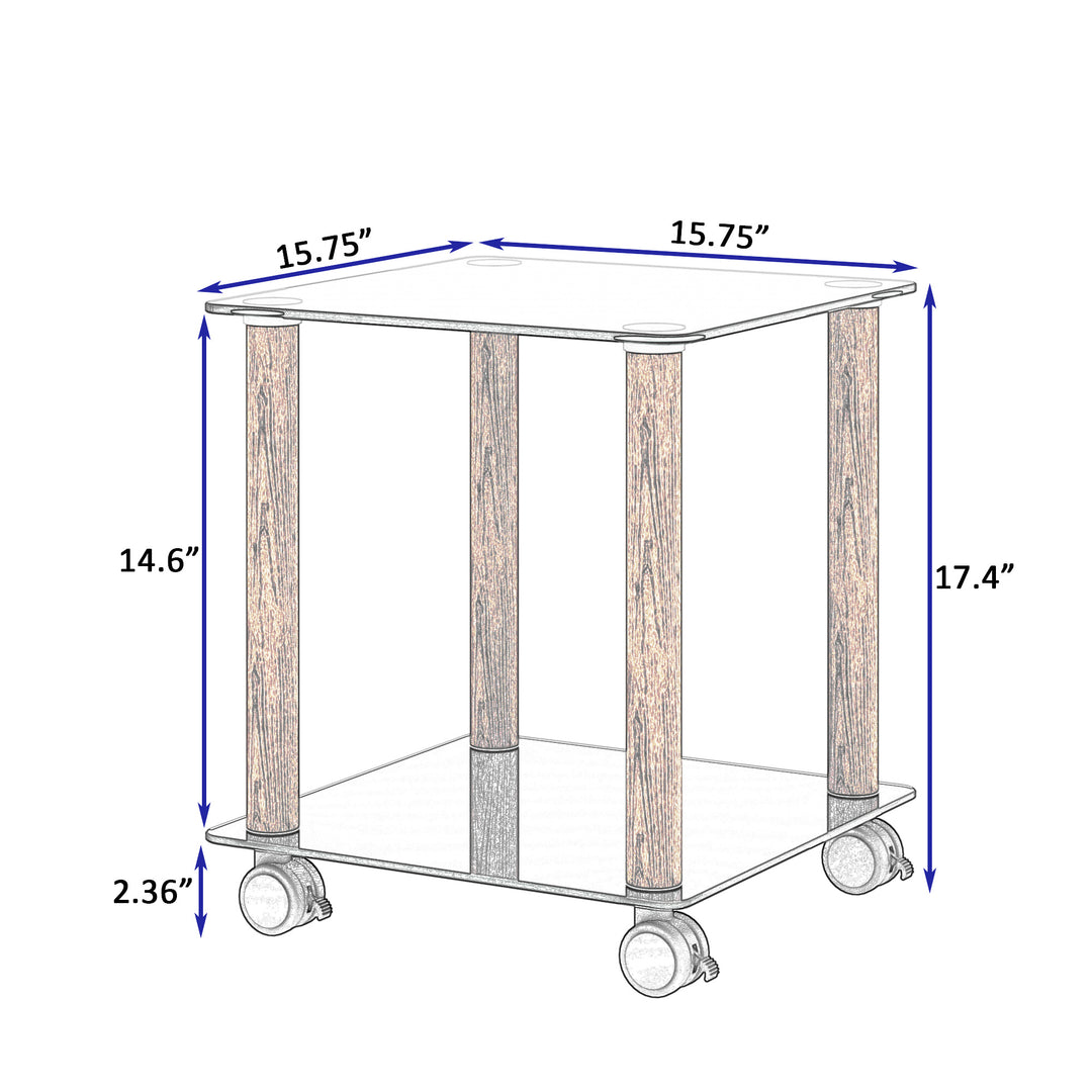 1-Piece 2-Tier Space End Table with Storage Shelves