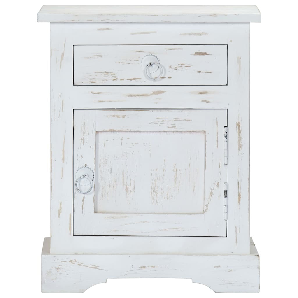 Nightstand Cabinet White 15.7"x 11.8"x 19.6" Solid Mango Wood