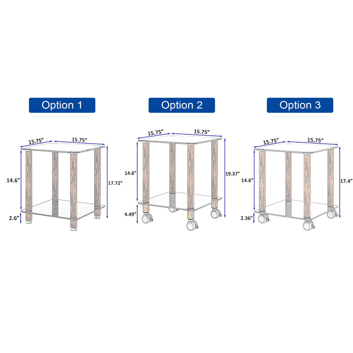 1-Piece 2-Tier Space End Table with Storage Shelves