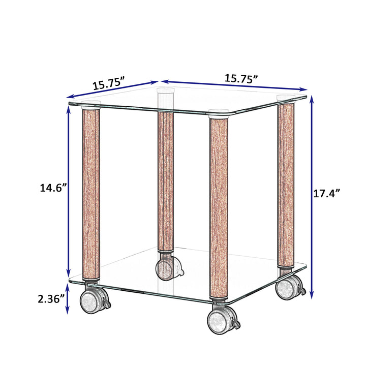 1-Piece 2-Tier Space End Table with Storage Shelves