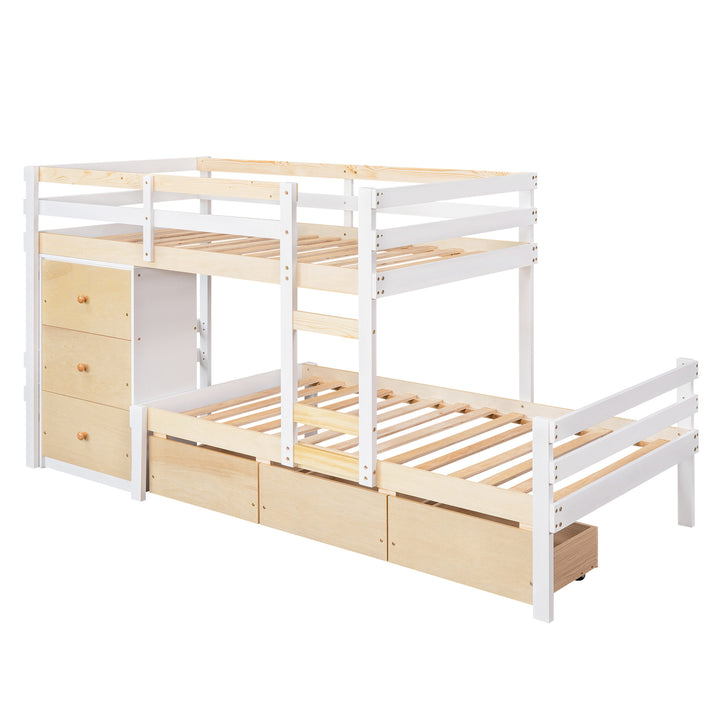 Twin over Twin Loft Bunk Bed with Drawers and Ladder