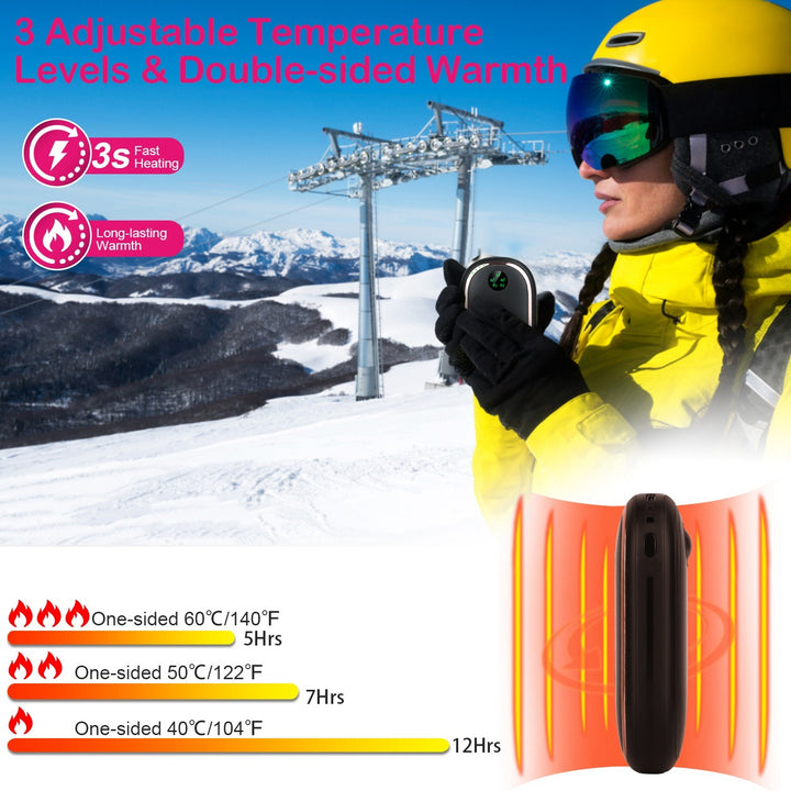 Rechargeable Hand Warmer Electric Hand Heater Portable Reusable Pocket Warmer Power Bank with Digital Display Sunset Light 3 Levels Double-sided Heating